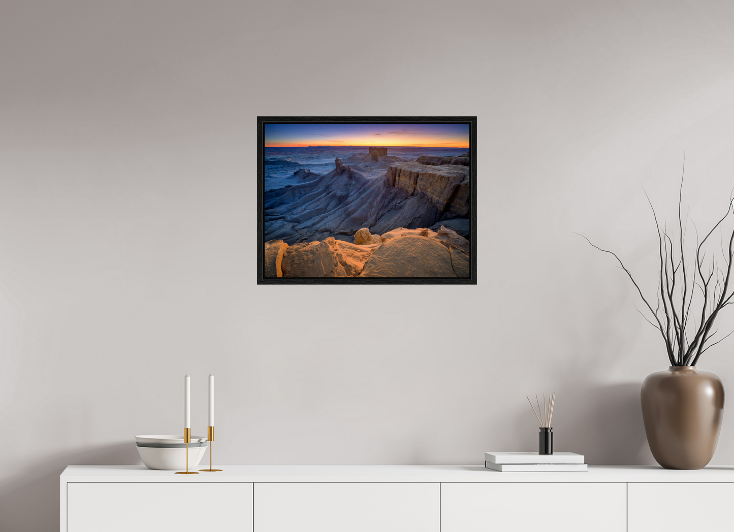 24 x 18″, Floater Frame Moonscape Sunrise