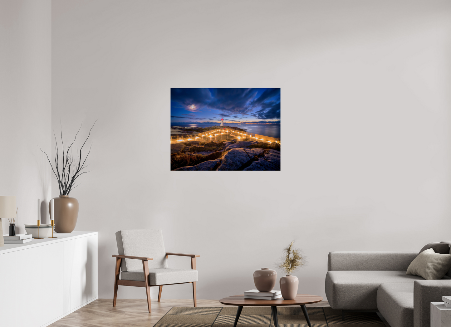 40 x 30″, Photo Print Under Acrylic Glass Peggy's Cove Moonrise