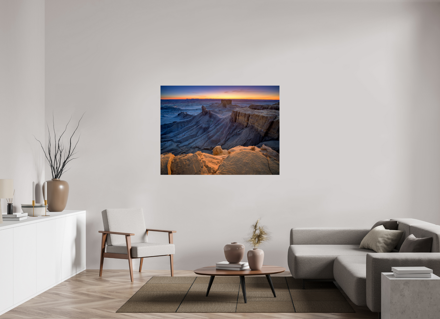 56 x 42″, Photo Print Under Acrylic Glass Moonscape Sunrise