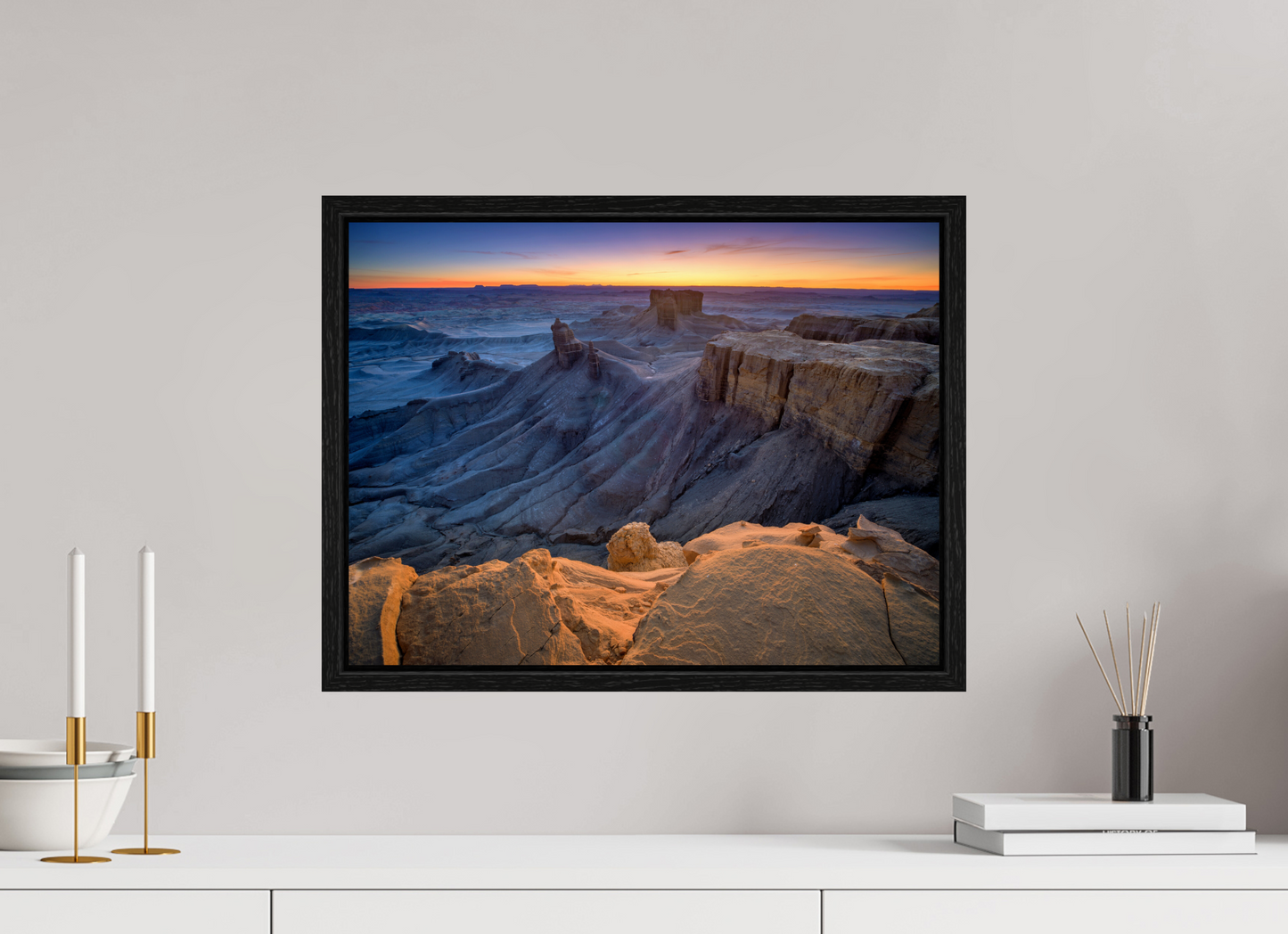 20 x 15″, Floater Frame Moonscape Sunrise