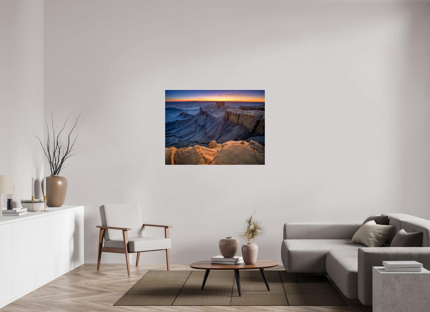 48 x 36″, Photo Print Under Acrylic Glass Moonscape Sunrise