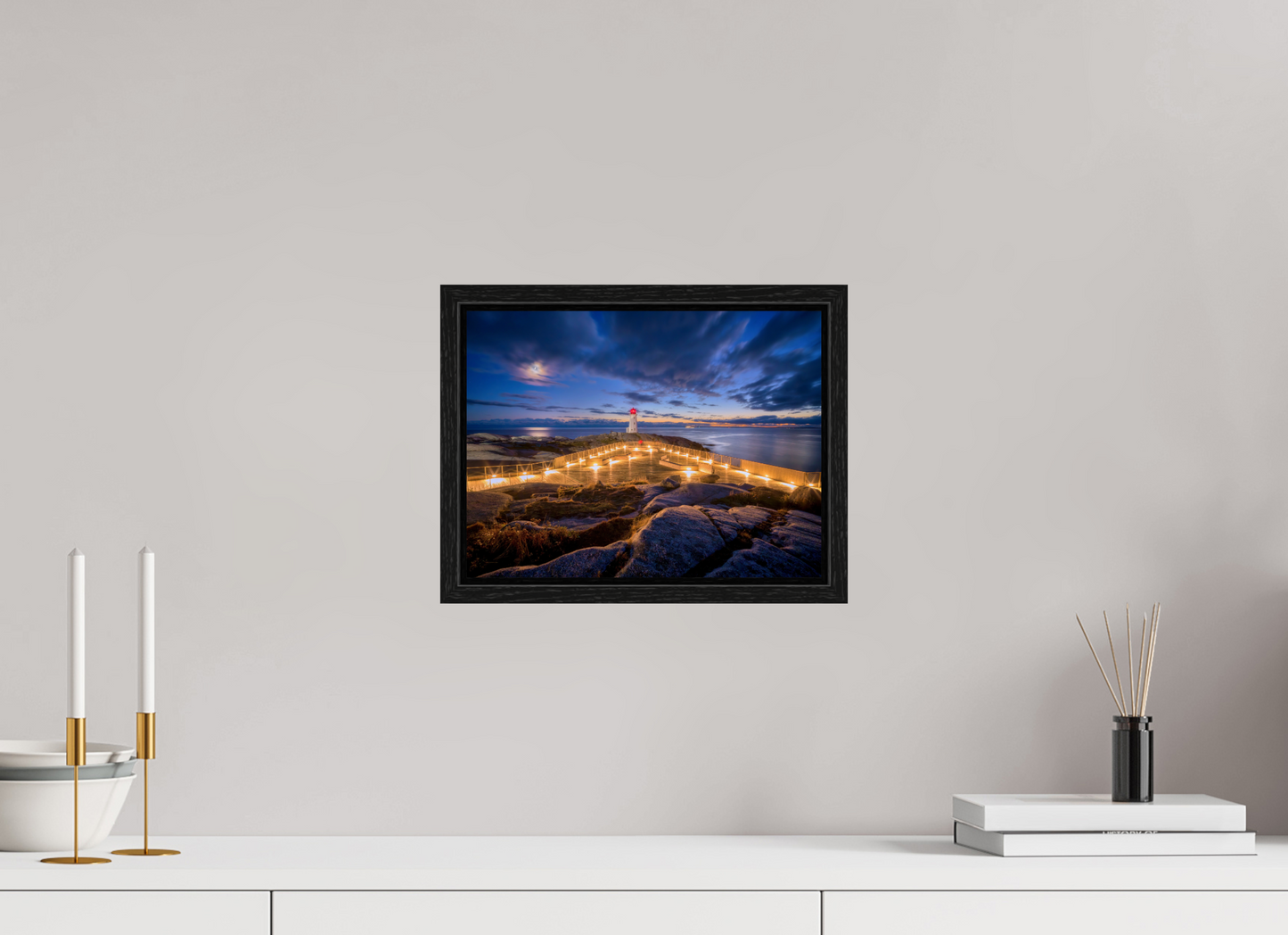 12 x 9″, Floater Frame Peggy's Cove Moonrise