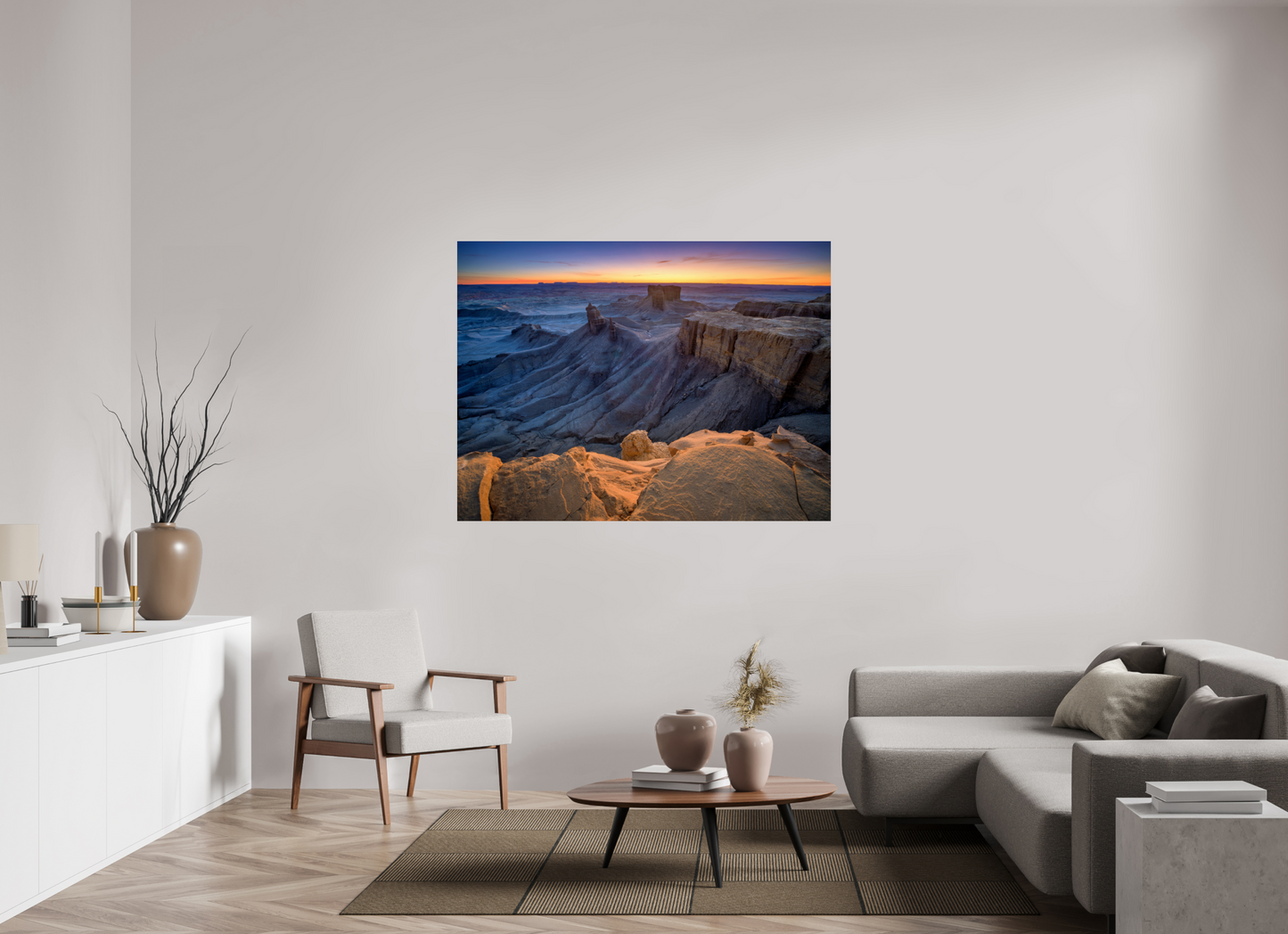 60 x 45″, Photo Print Under Acrylic Glass Moonscape Sunrise