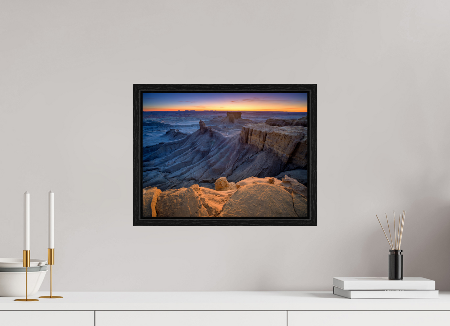 16 x 12″, Floater Frame Moonscape Sunrise