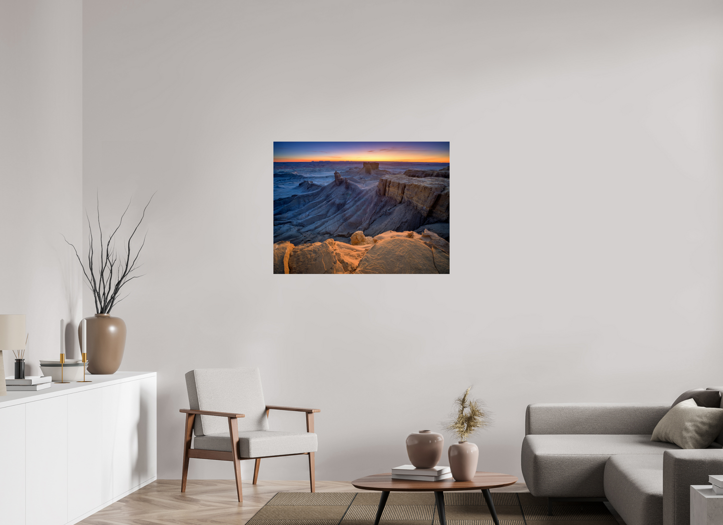40 x 30″, Photo Print Under Acrylic Glass Moonscape Sunrise