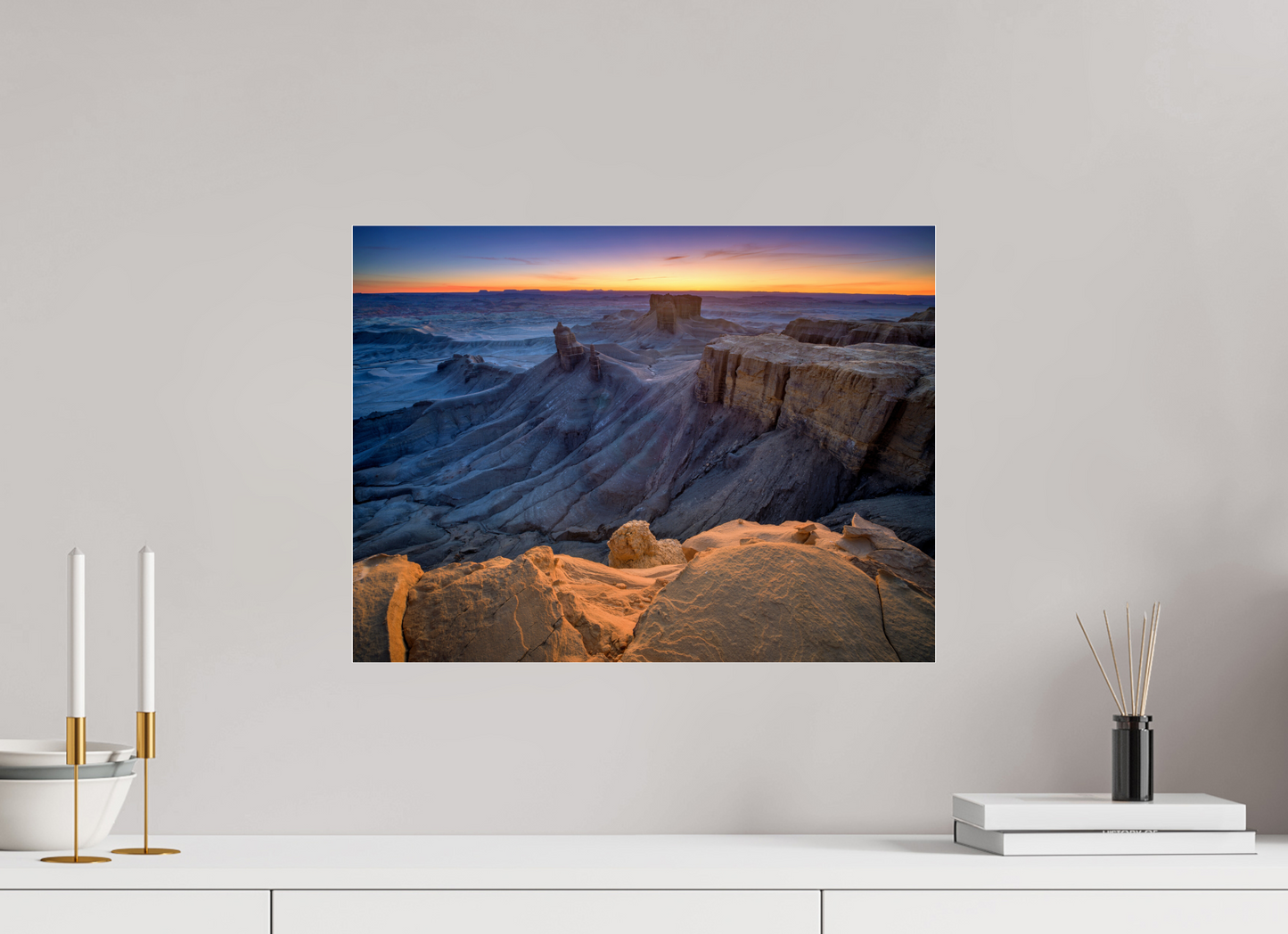 20 x 15″, Photo Print Under Acrylic Glass Moonscape Sunrise