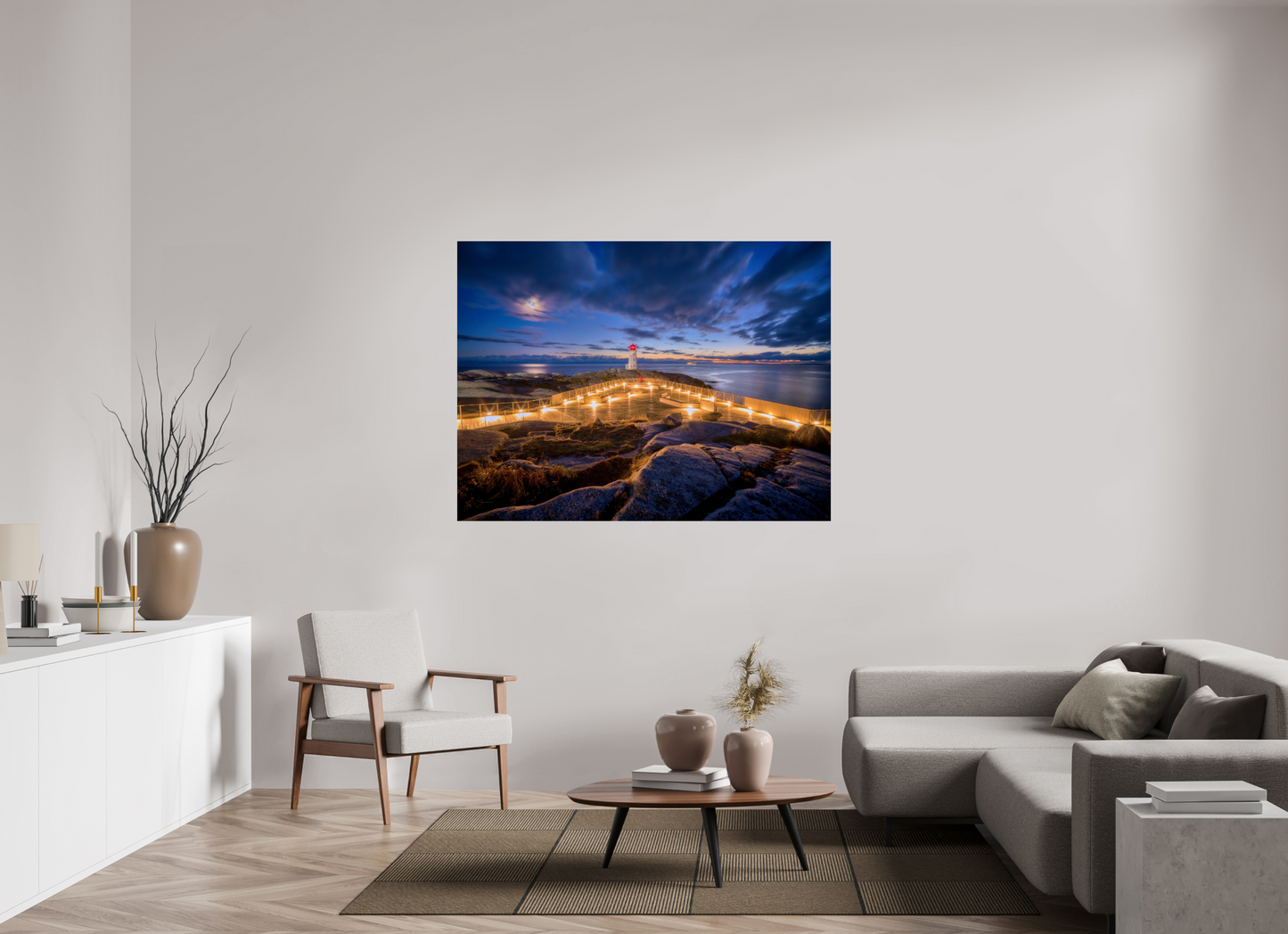 60 x 45″, Photo Print Under Acrylic Glass Peggy's Cove Moonrise