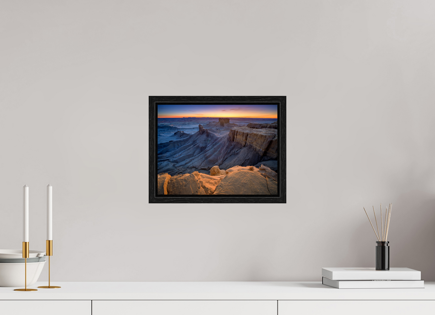 12 x 9″, Floater Frame Moonscape Sunrise